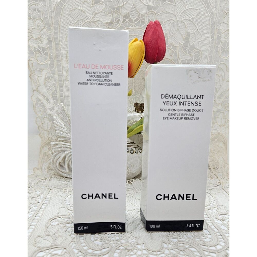 Chanel Cleanser Set Water to Foam  Cleanser  & Gentle Eye Makeup Remover NIB